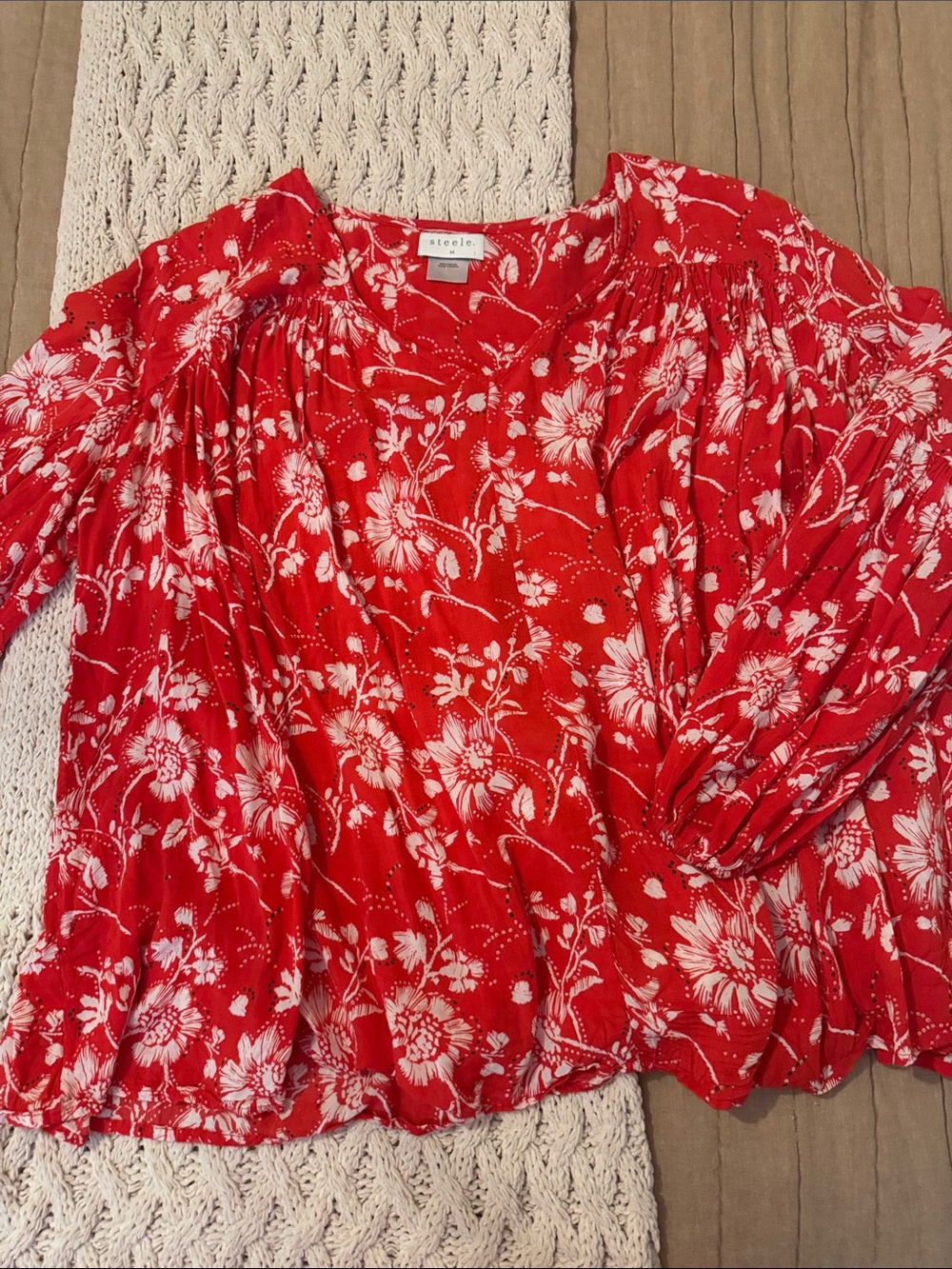 Steele Red Floral Boho Blouse